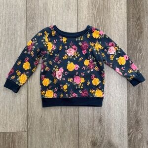 GARANIMALS LONG SLEEVE PULLOVER CREW NECK SWEATSHIRT FLORAL NAVY 2T